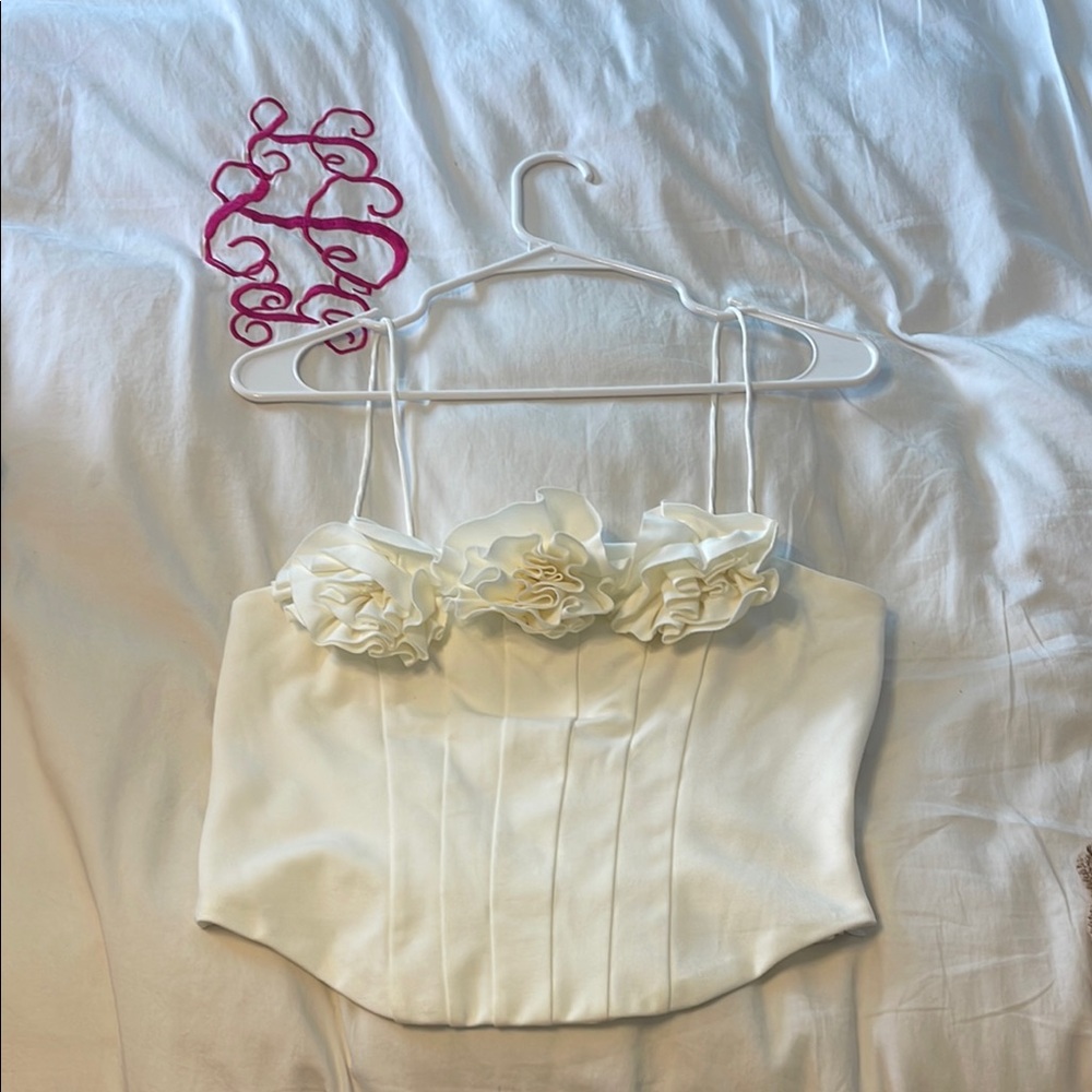 Anthropology Sunday in Brooklyn Cream Floral Bustier Top